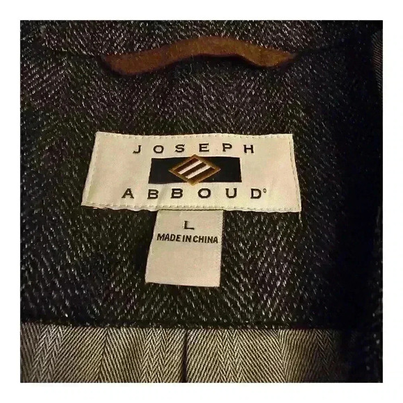 Joseph Abboud Blazer Jacket Men L Gray Two Button Elbow Patch Wool Classic Fit - Picture 2 of 5